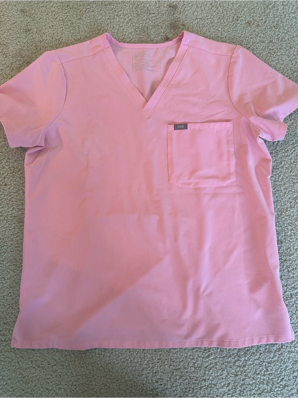 Figs Fight Club Pink Catarina V-Neck Pocket Scrub Top- SIZE LARGE